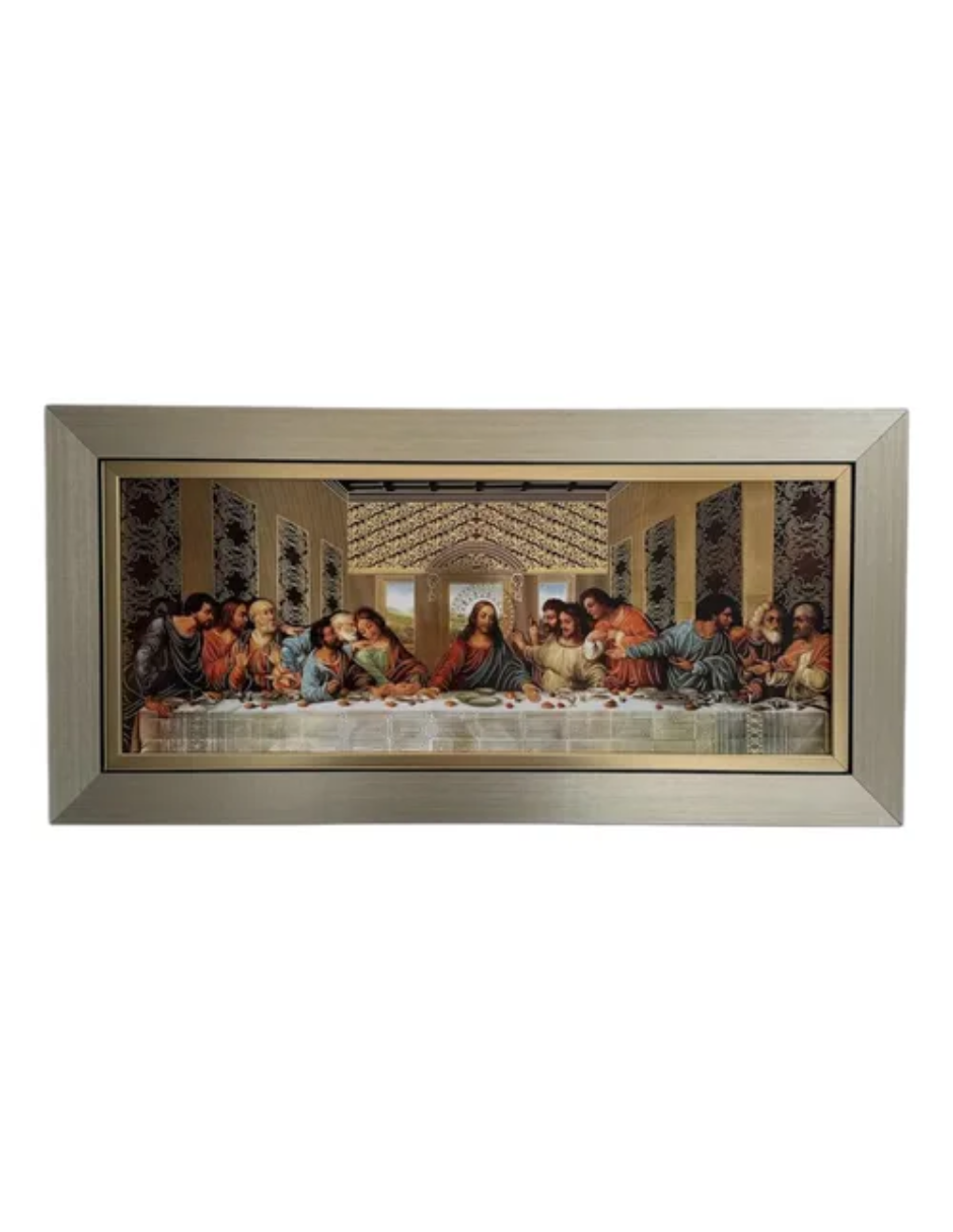 Cuadro Ultima Cena Da Vinci 29x59 Marco Liso
