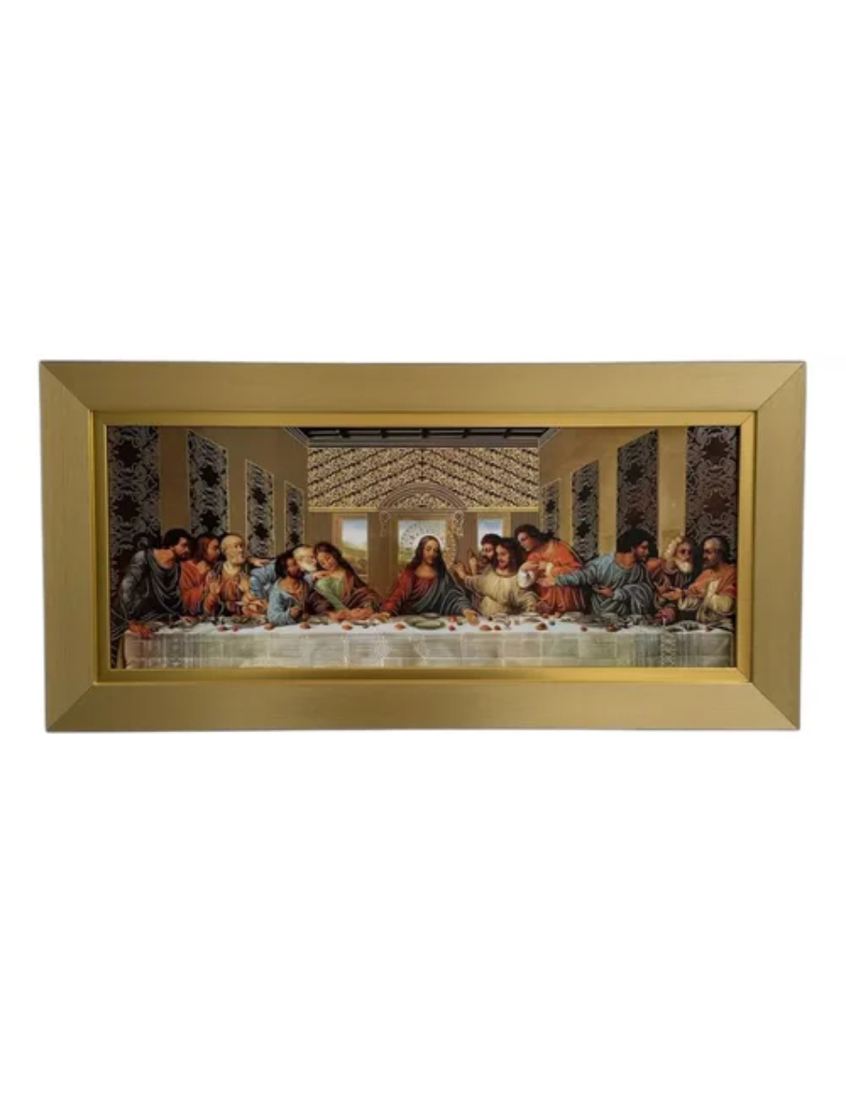 Cuadro Ultima Cena Da Vinci 29x59 Marco Liso