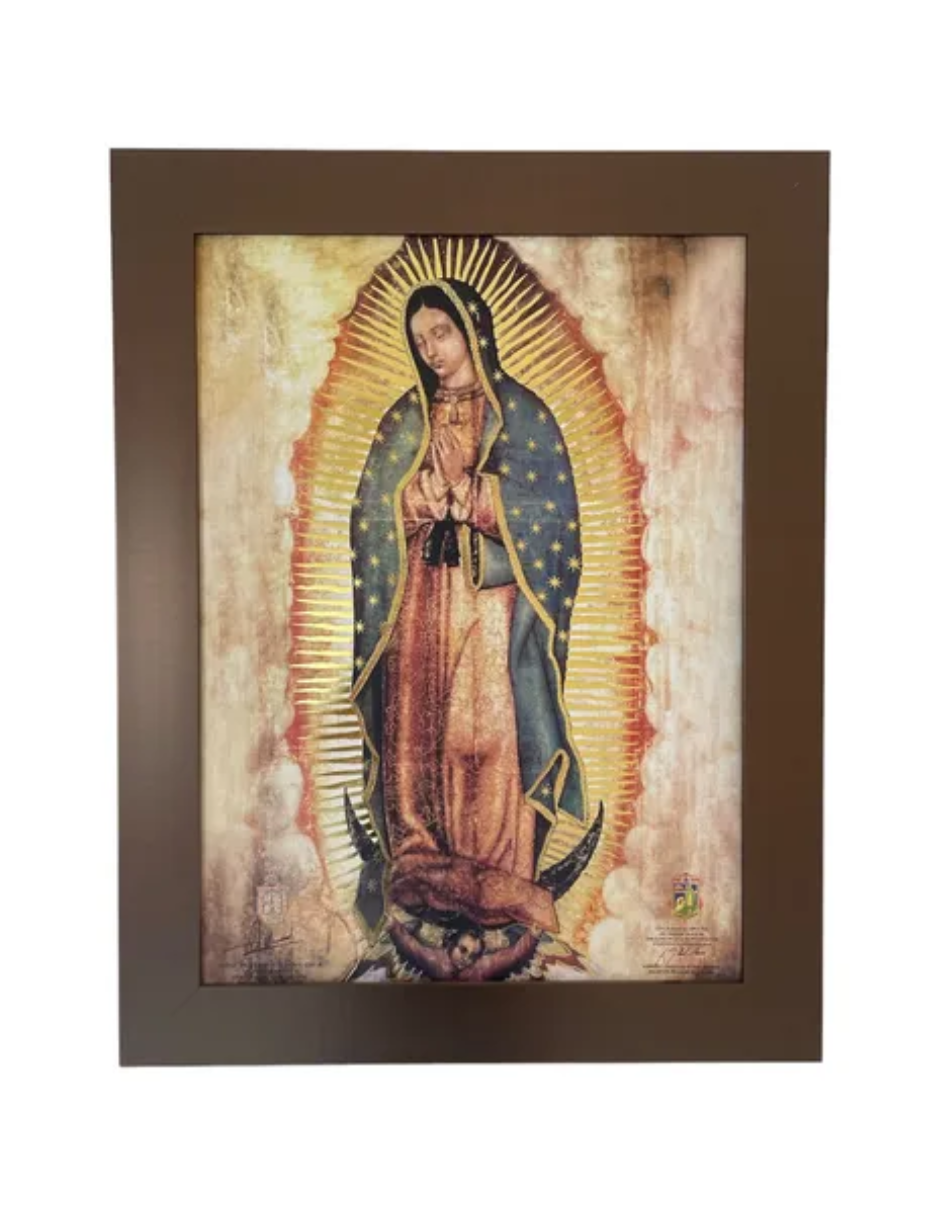 Cuadro Virgen De Guadalupe 63x81 Marco Dorado Liso