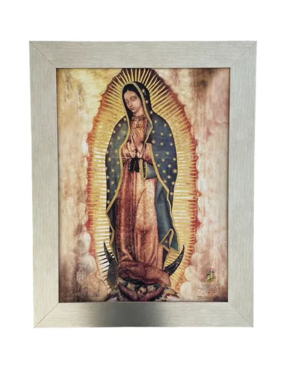 Cuadro Virgen De Guadalupe 63x81 Marco Dorado Liso