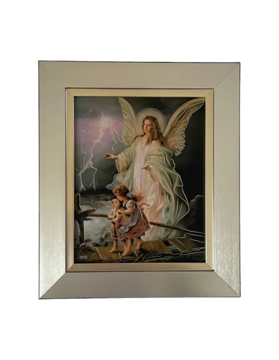 Cuadro Angel De La Guarda 29x34 Marco Liso