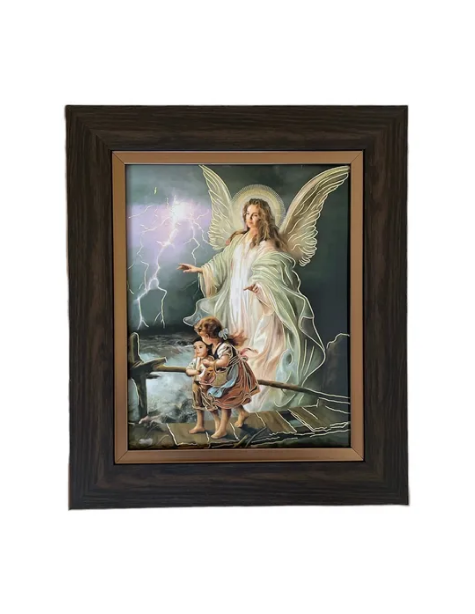 Cuadro Angel De La Guarda 29x34 Marco Liso