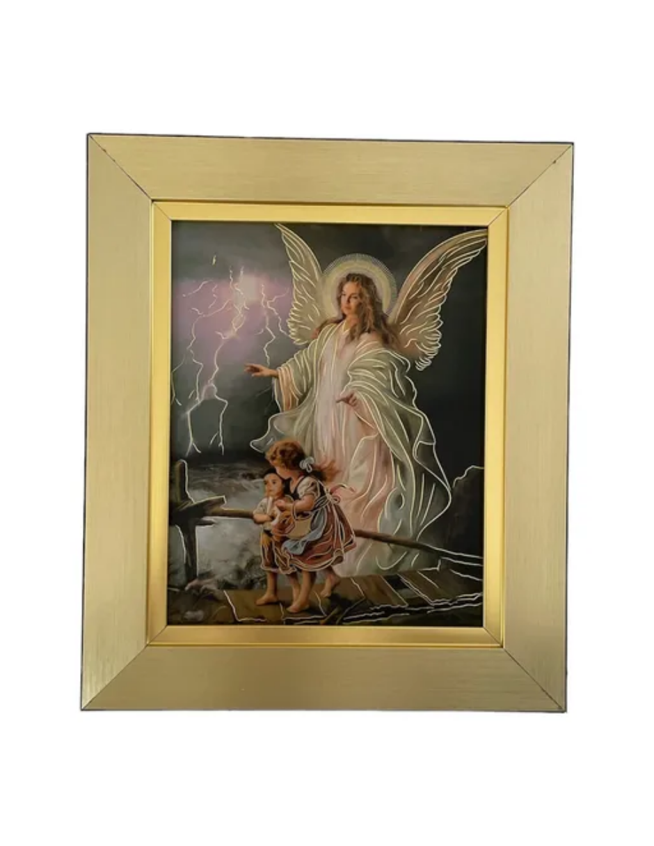 Cuadro Angel De La Guarda 29x34 Marco Liso