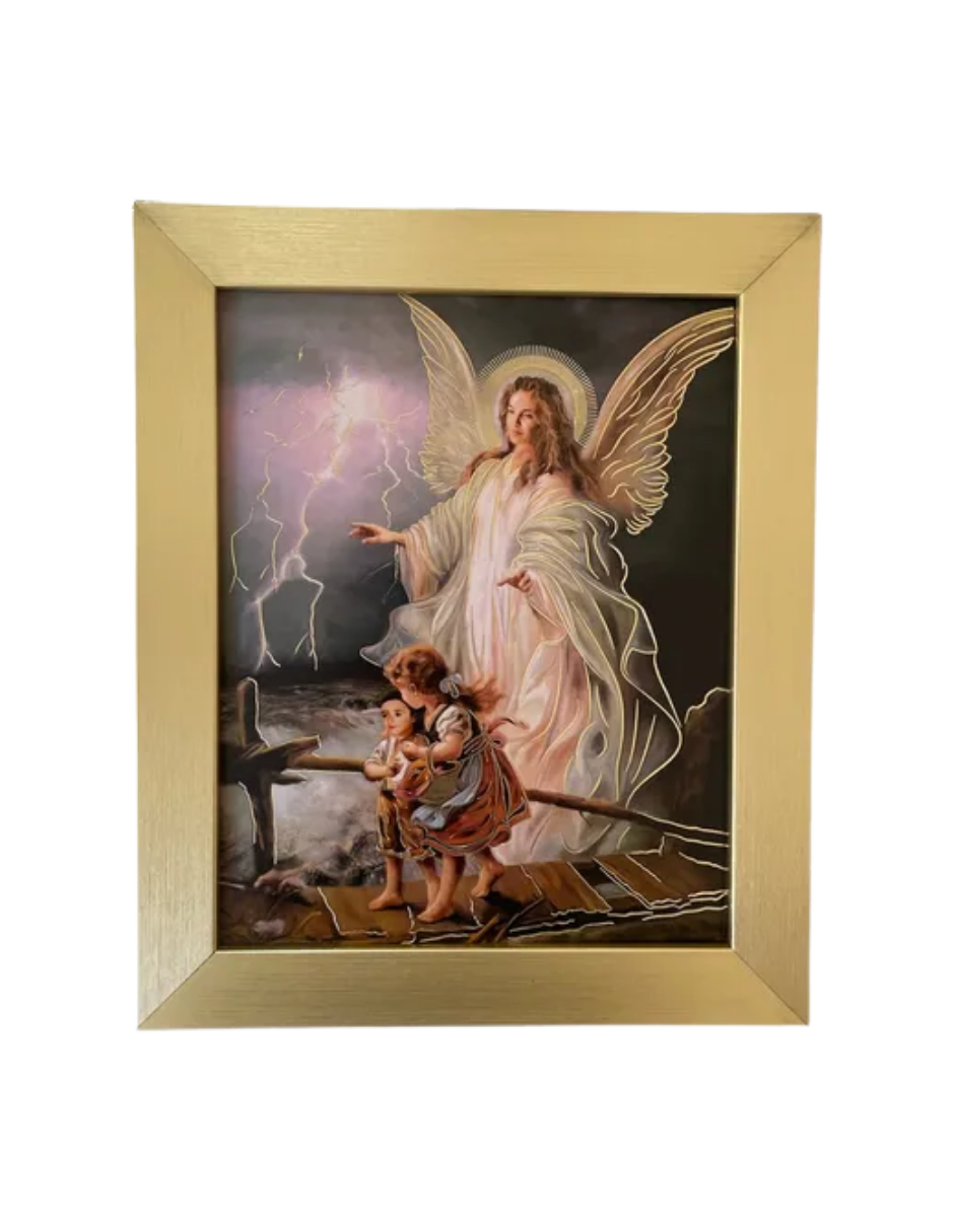 Cuadro Ángel De La Guarda 29x34 Marco Liso