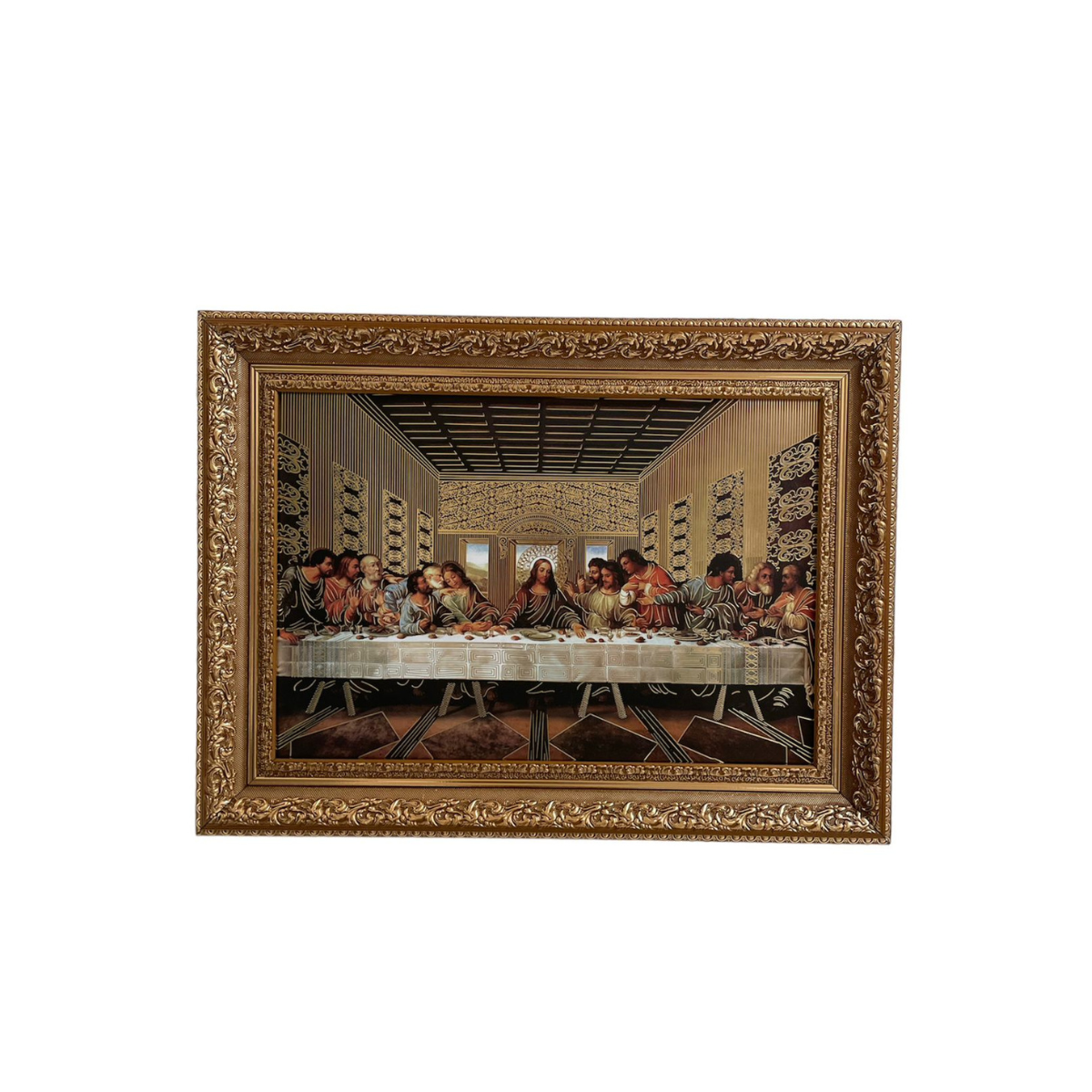 Cuadro Ultima Cena Da Vinci 38x50 Marco Dorado