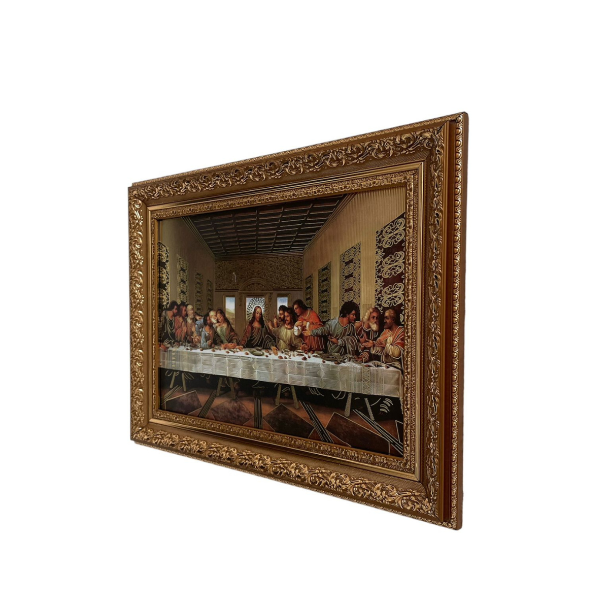 Cuadro Ultima Cena Da Vinci 38x50 Marco Dorado