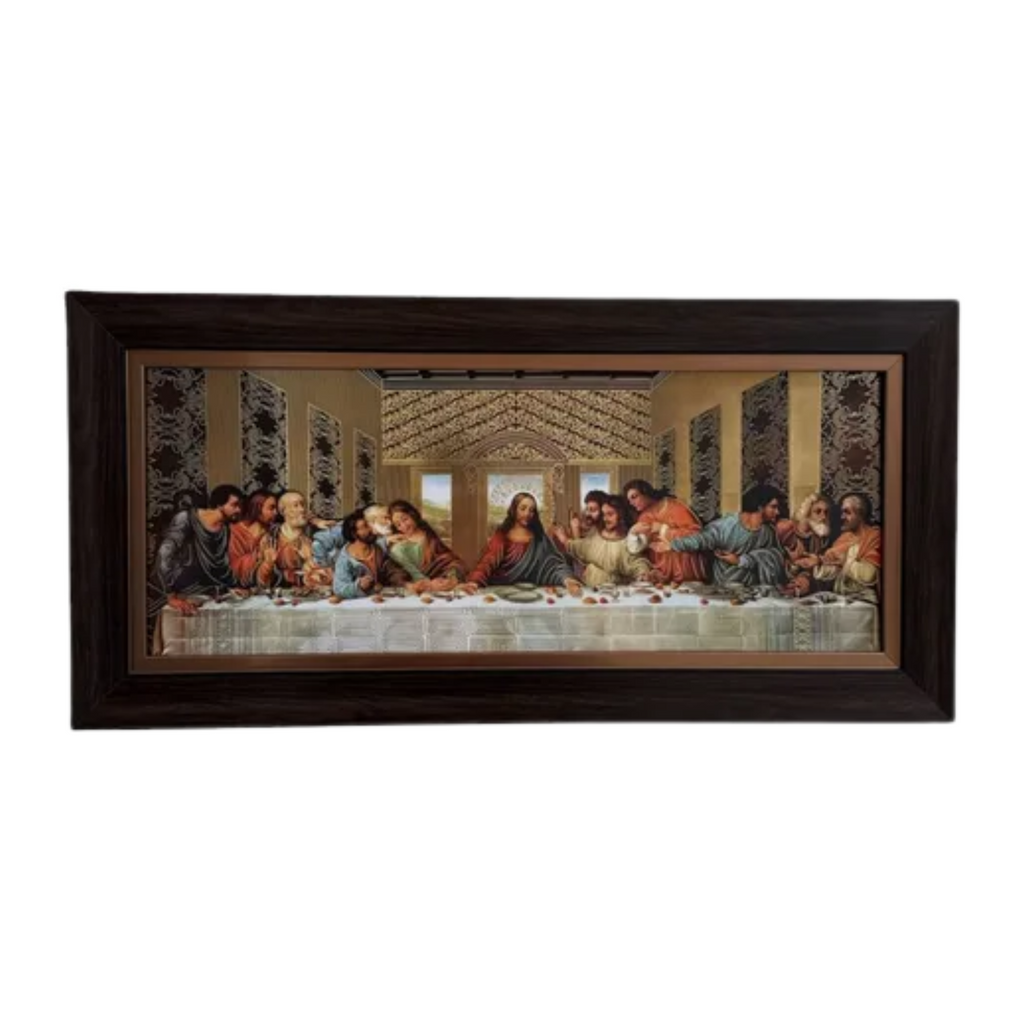 Cuadro Ultima Cena Da Vinci 29x59 Marco Liso