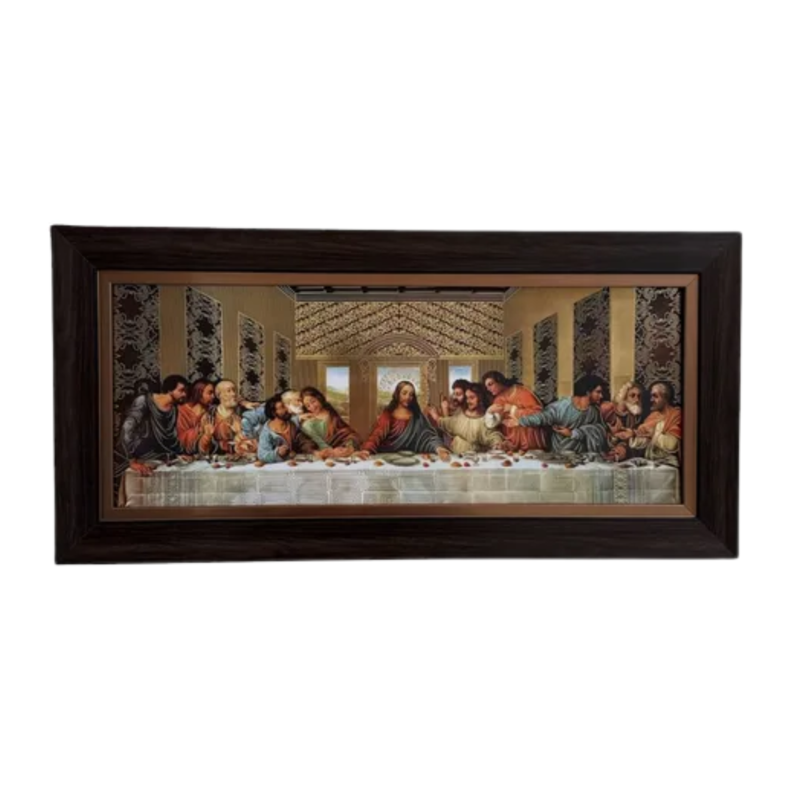 Cuadro Ultima Cena Da Vinci 29x59 Marco Liso