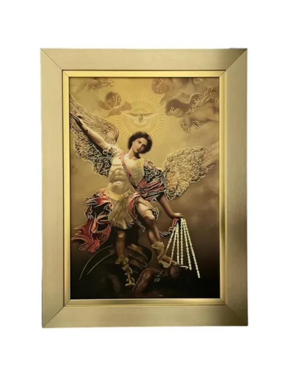 Cuadro San Miguel Arcángel 36x48cm Marco Liso
