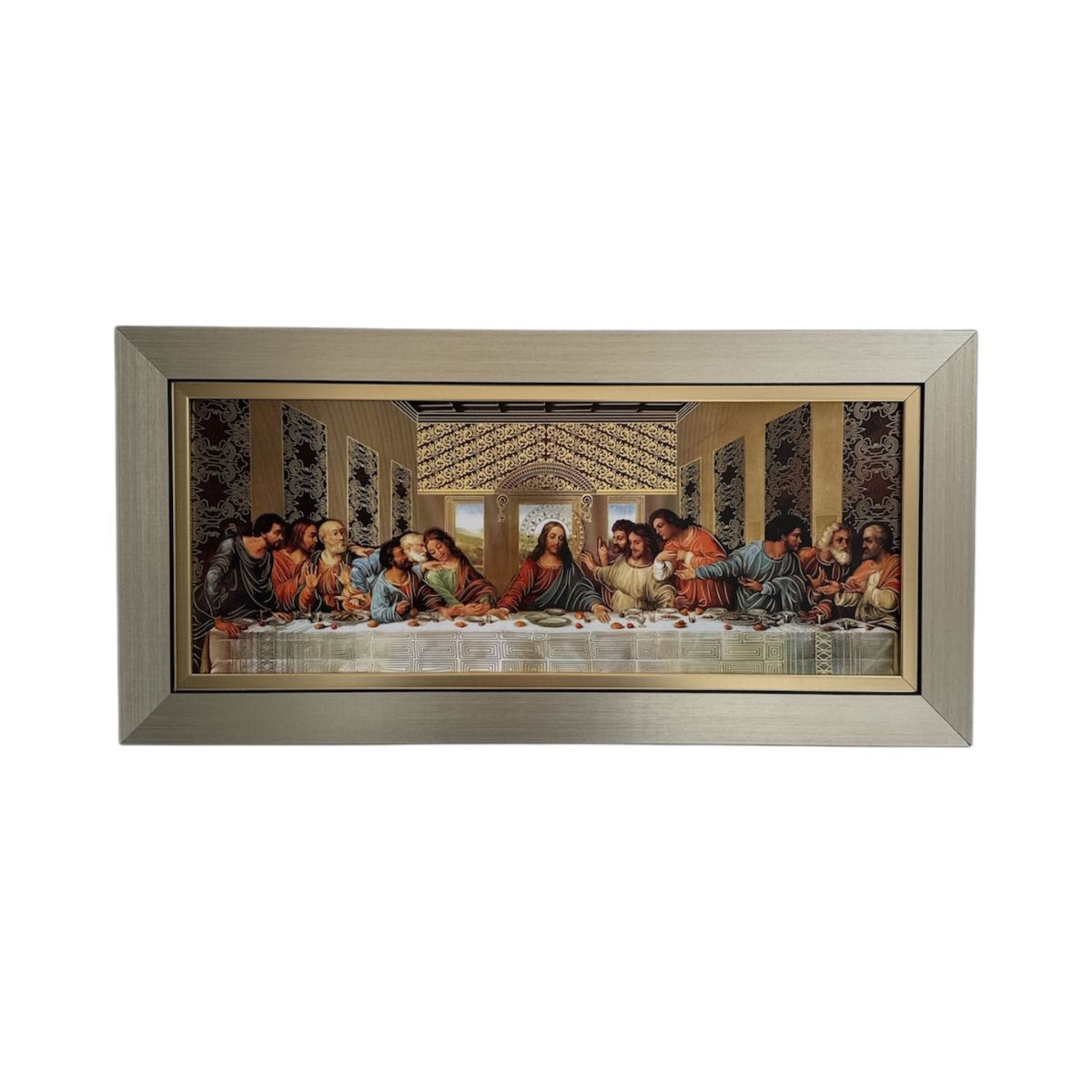 Cuadro Ultima Cena Da Vinci 29x59cm Marco Liso