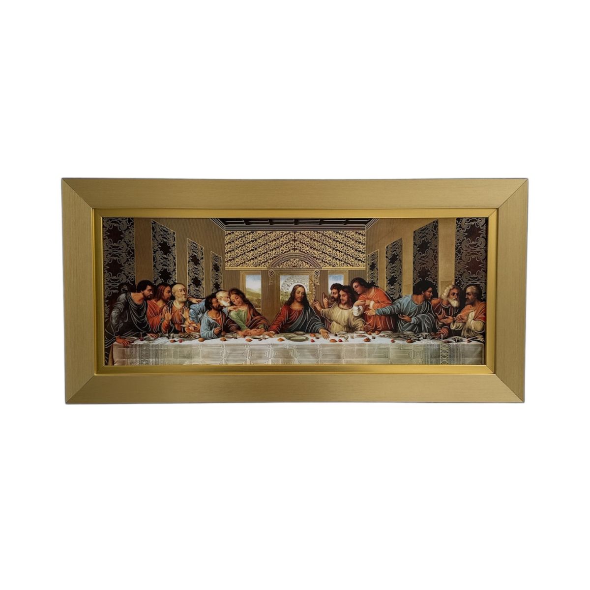 Cuadro Ultima Cena Da Vinci 29x59cm Marco Liso