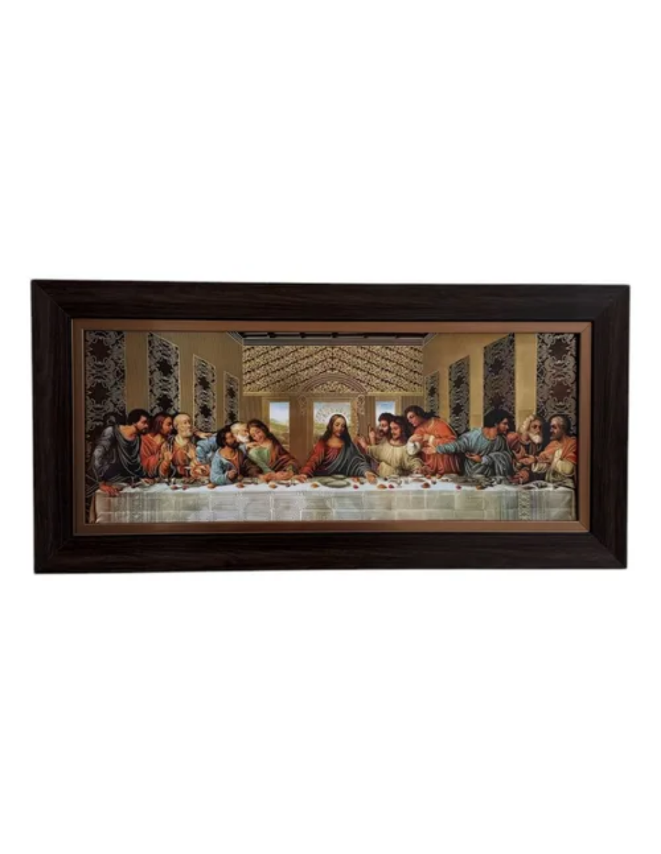 Cuadro Ultima Cena Da Vinci 29x59 Marco Liso