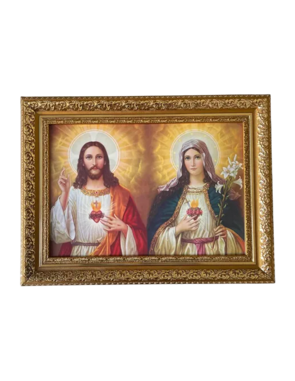 Cuadro Sagrado Corazón De Jesús Y María 38x50